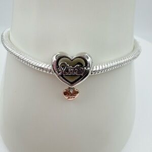 Pandora Silver Heart Sister I love you